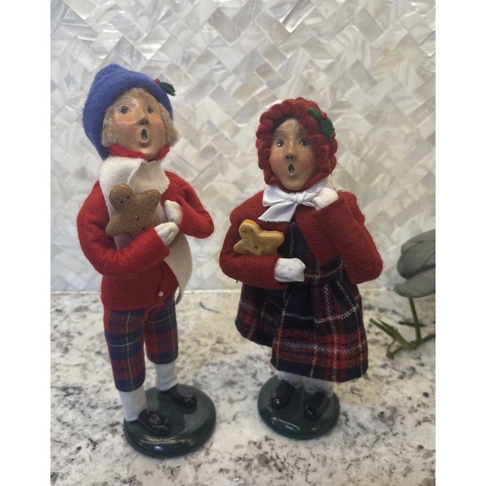 RARE‎ SIGNED Byers Choice Carolers Pair 1996 Gingerbread Boy Girl Christmas READ